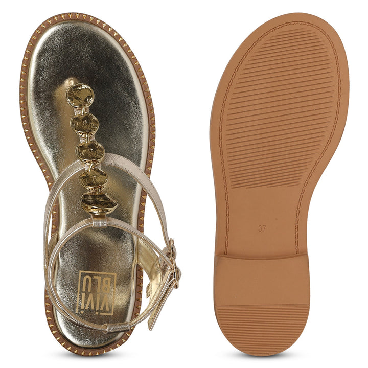 Gloria Off White Leather Flat Sandals