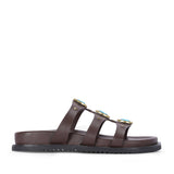 Enya Brown Leather Flat Sandals