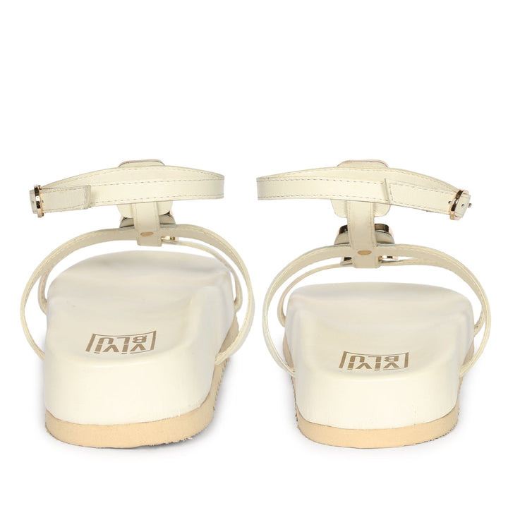 Ellie Off White Leather Footbed Sandals