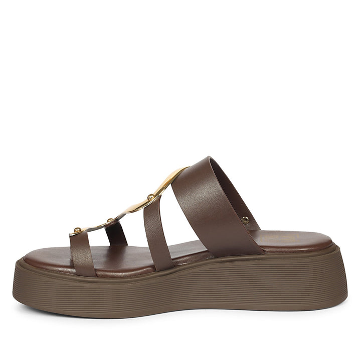 Emilia Brown Leather Platform Sandals