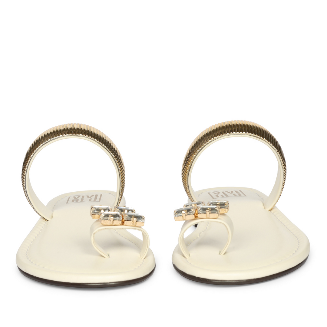 Stevie Off White Leather Flat Sandals