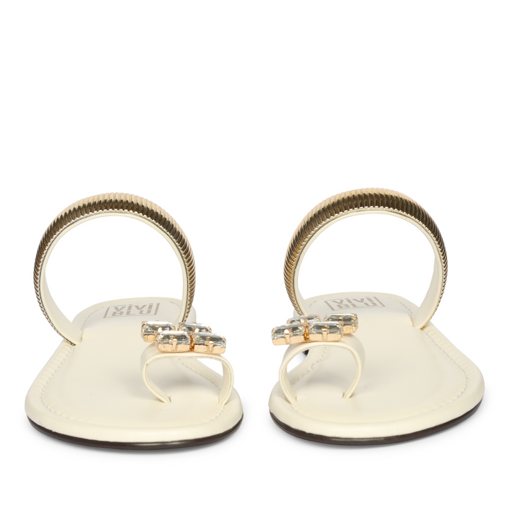 Stevie Off White Leather Flat Sandals
