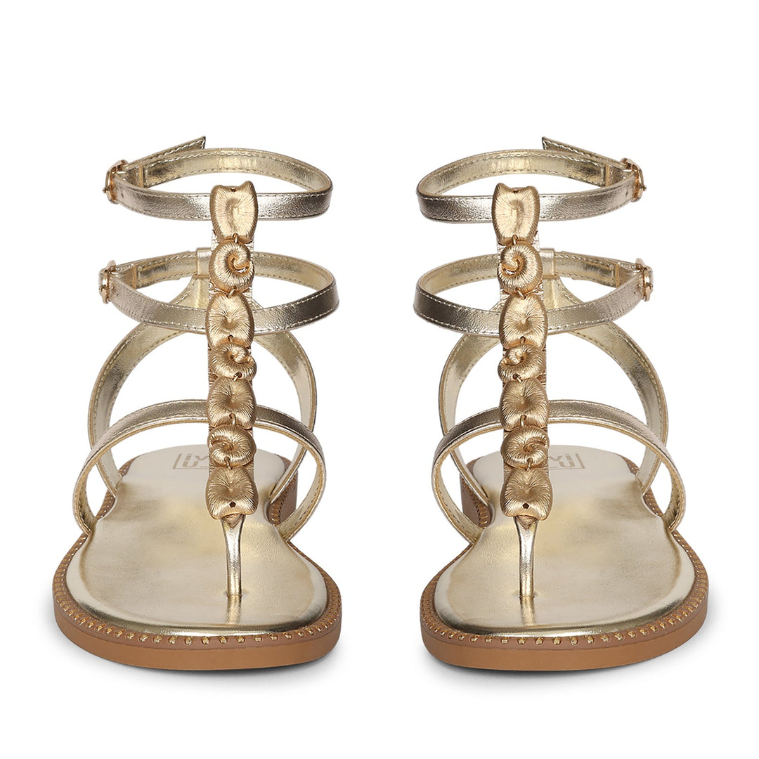 Estelle Platin Leather Flat Sandals