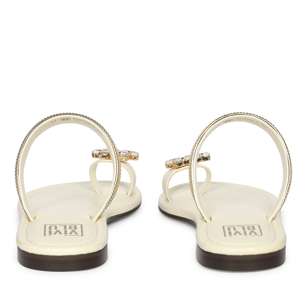 Stevie Off White Leather Flat Sandals