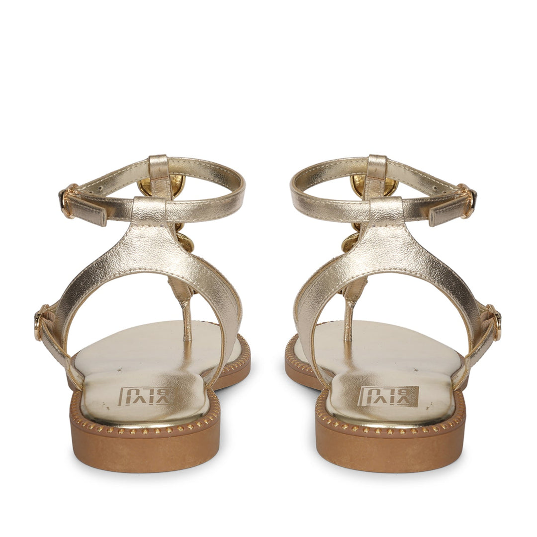 Gloria Off White Leather Flat Sandals