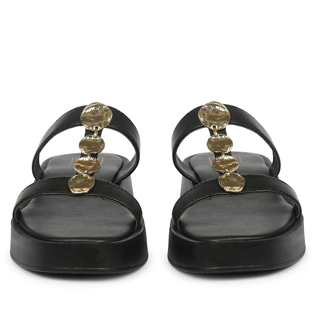 Sariyah Black Leather Platform Sandals