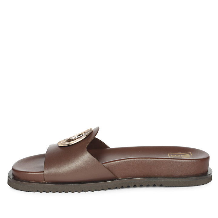 Tilda Brown Leather Flat Sandals