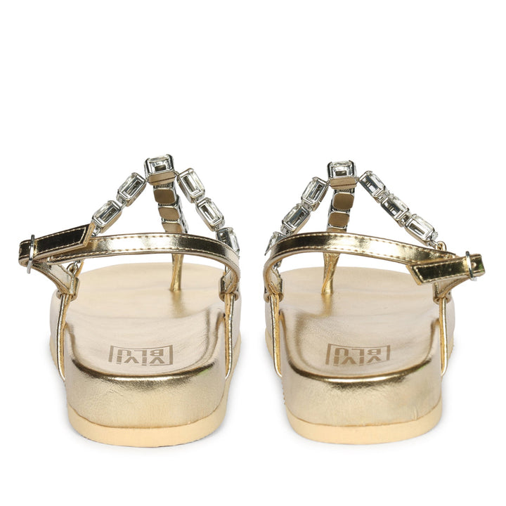 Vivian Platin Leather Footbed Sandals