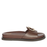 Tilda Brown Leather Flat Sandals