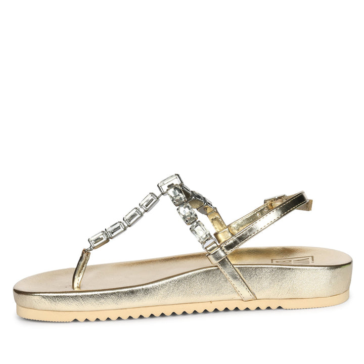 Vivian Platin Leather Footbed Sandals