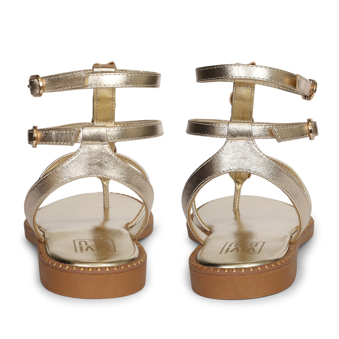 Estelle Platin Leather Flat Sandals