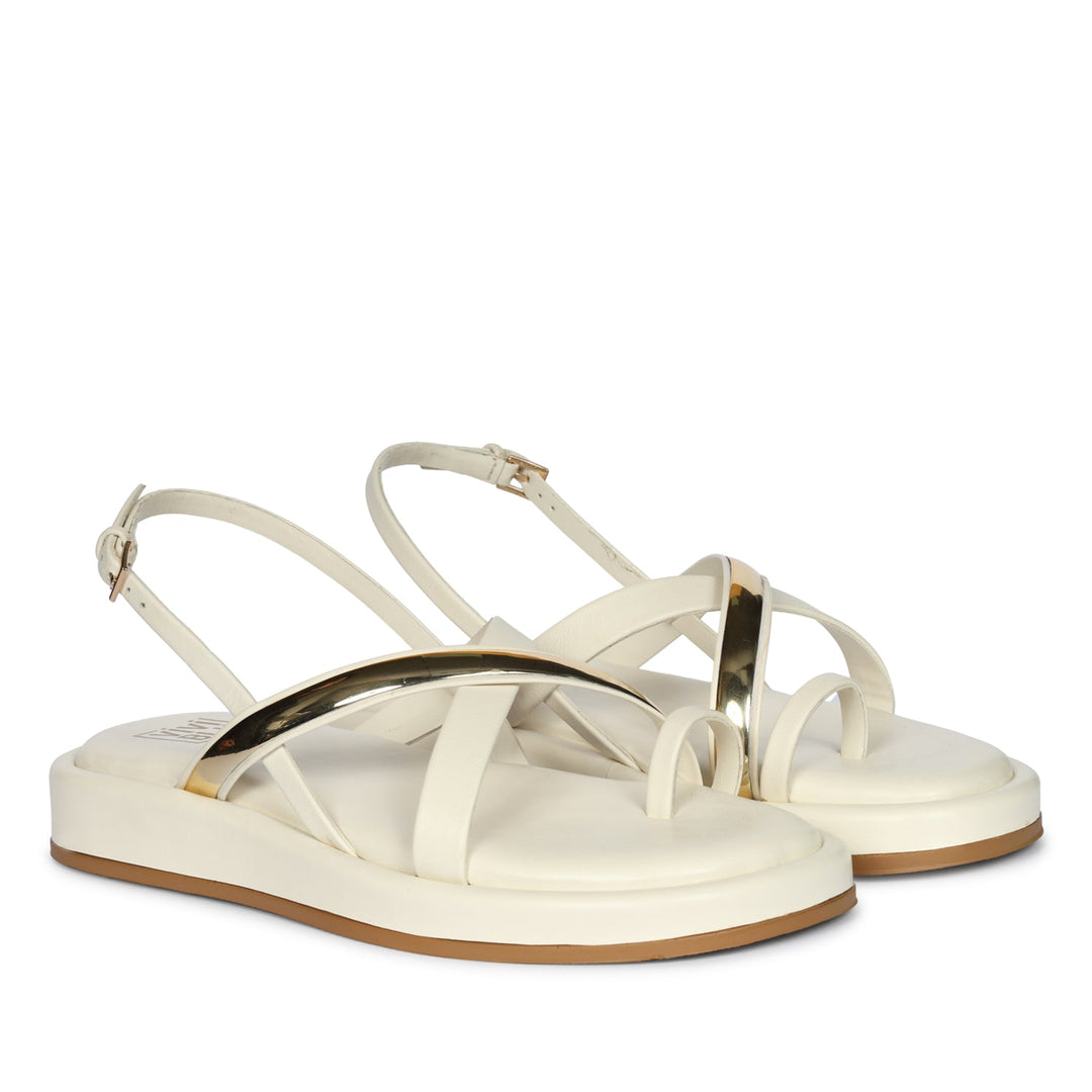 Camille Off White Leather Platform Sandals