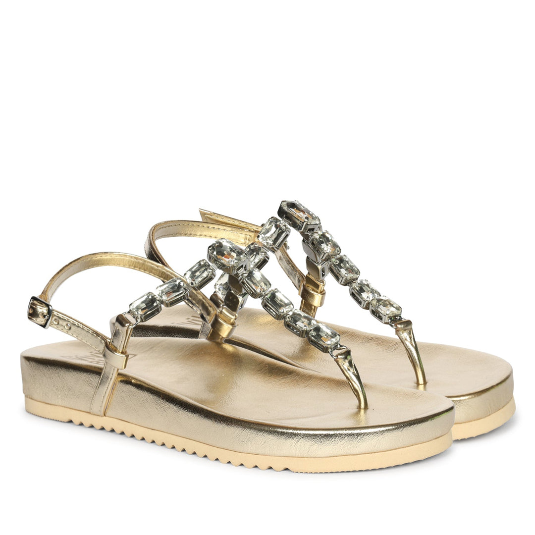 Vivian Platin Leather Footbed Sandals