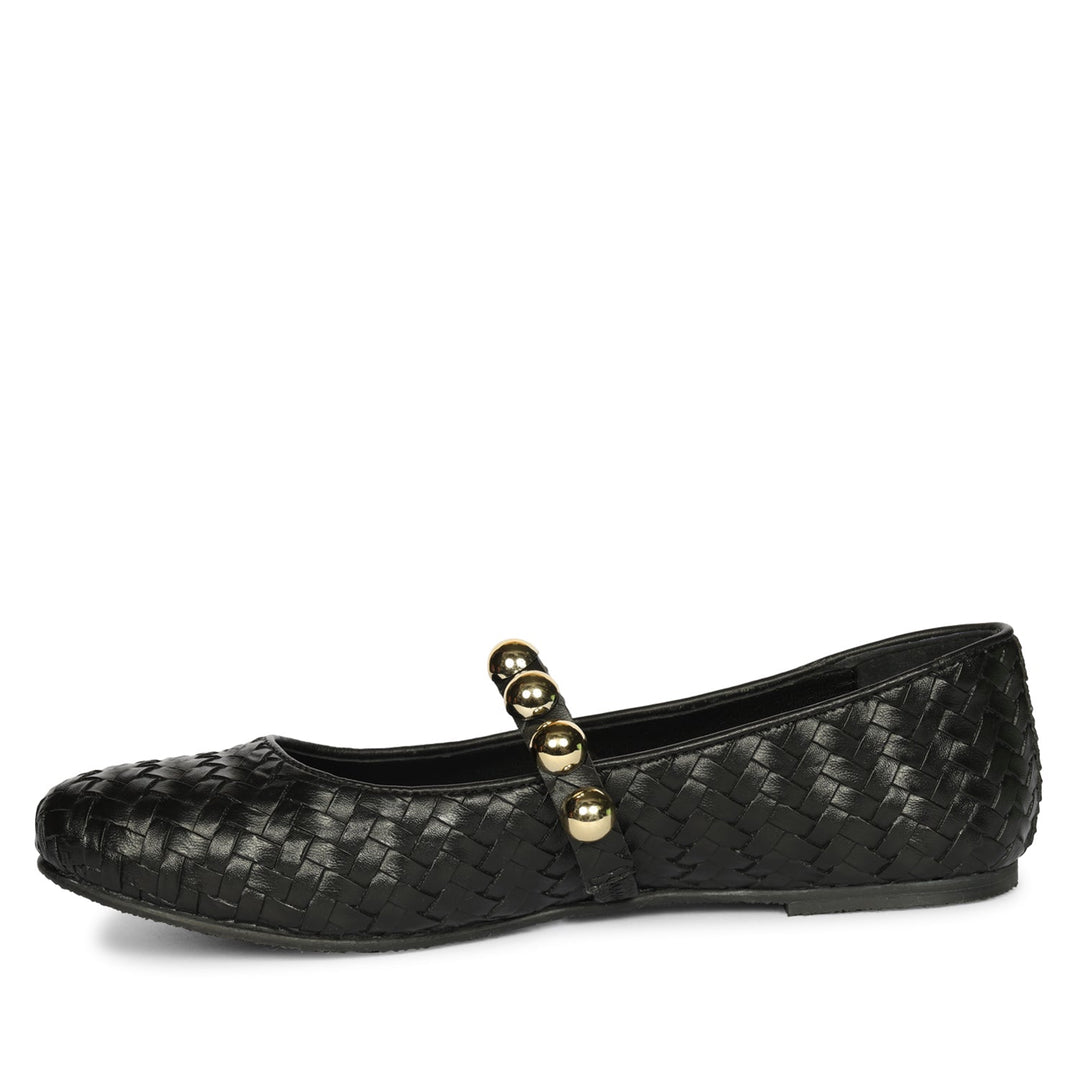 Emelia Black Leather Ballerina