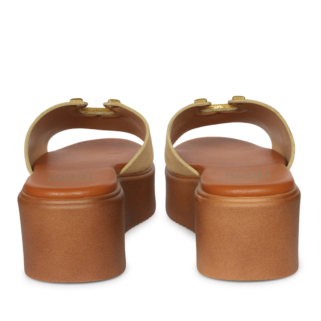 Nala Beige Leather Platform Sandals