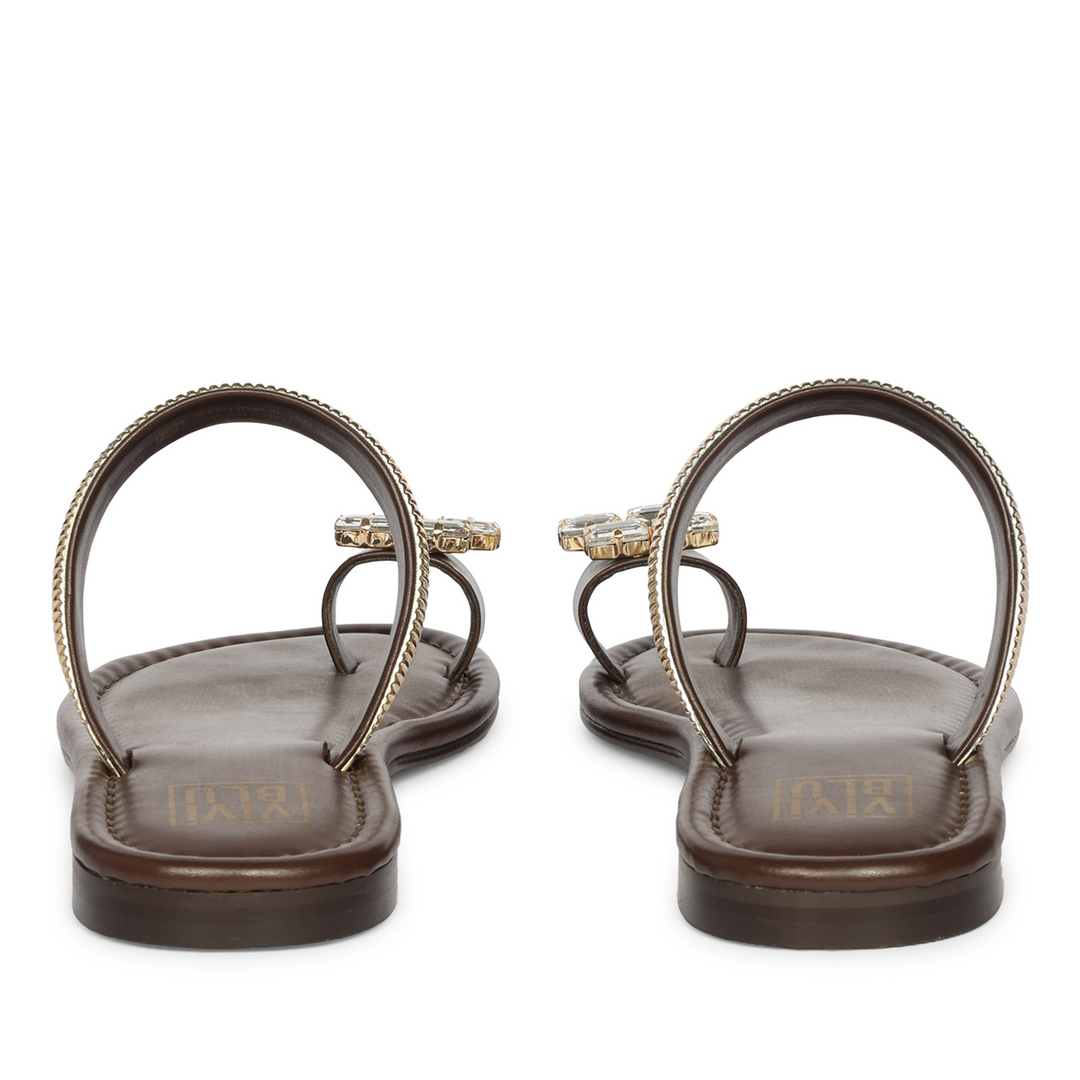 Stevie Brown Leather Flat Sandals