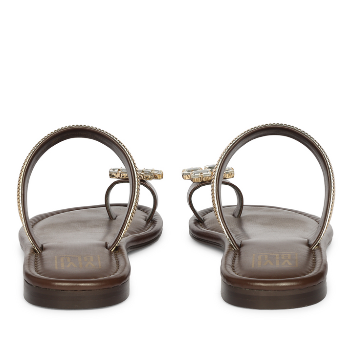 Stevie Brown Leather Flat Sandals