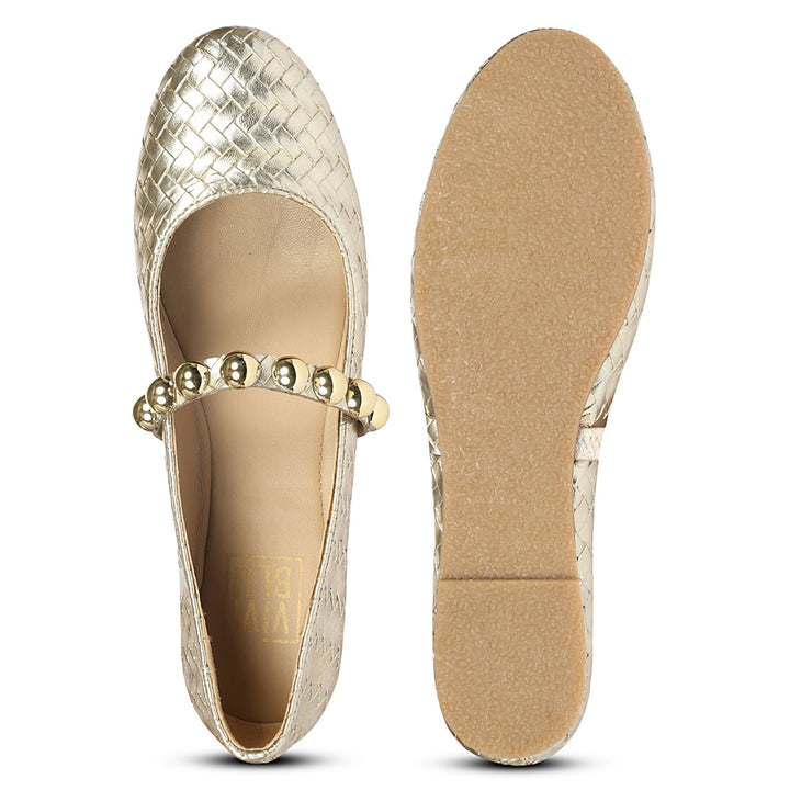 Emelia Gold Leather Ballerina