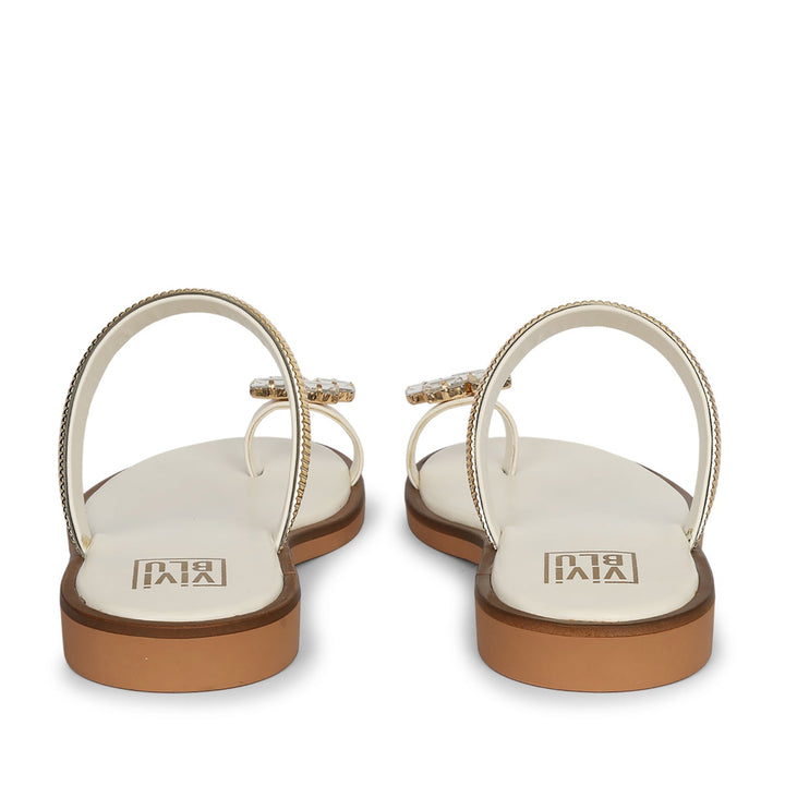 Stevie Off White Leather Flat Sandals