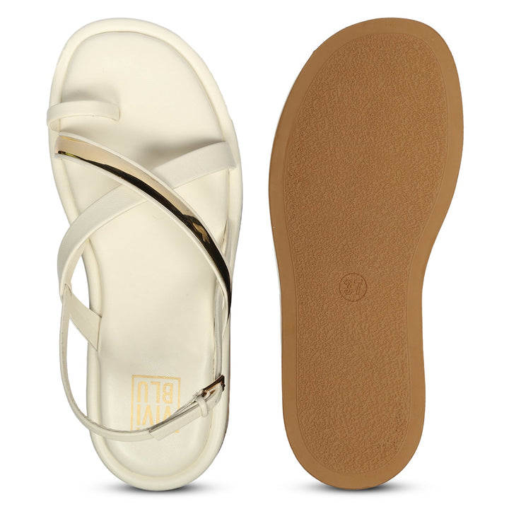 Camille Off White Leather Platform Sandals
