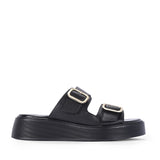 Fiorella Black Leather Platform Sandals