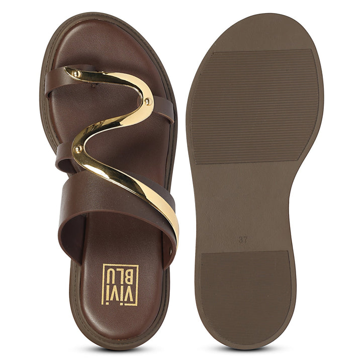 Emilia Brown Leather Platform Sandals