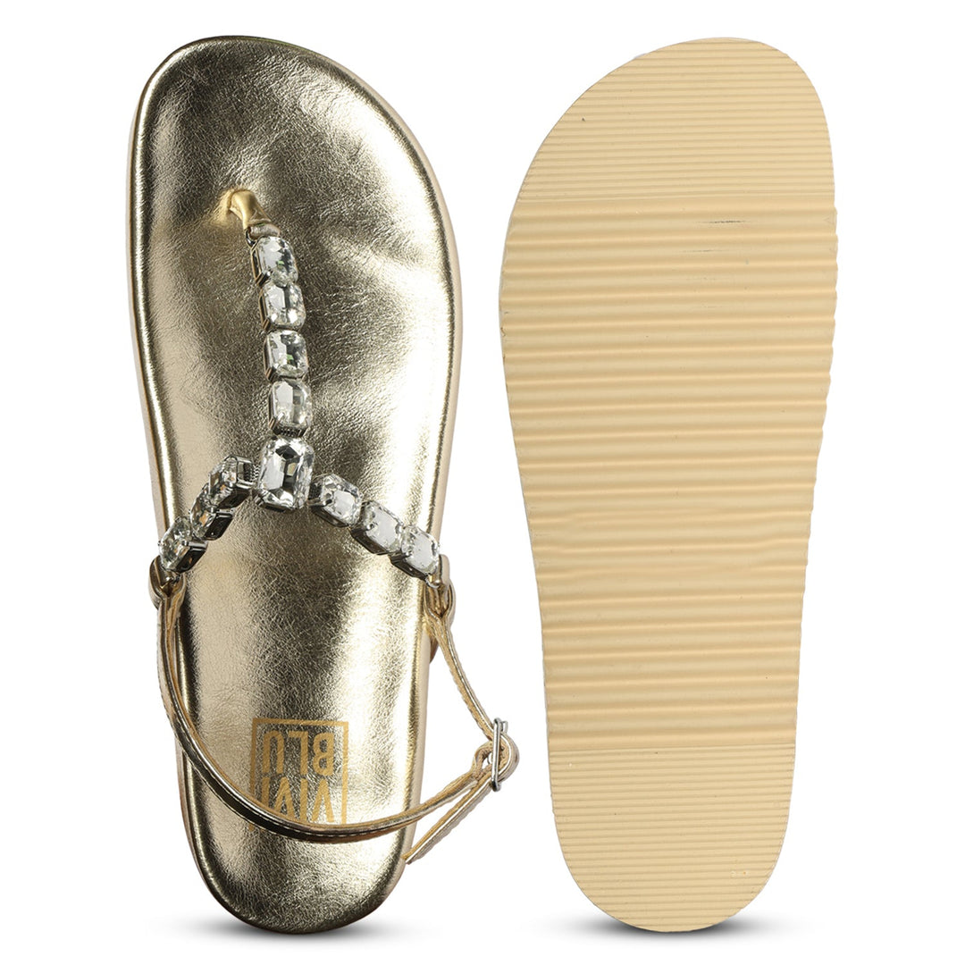 Vivian Platin Leather Footbed Sandals