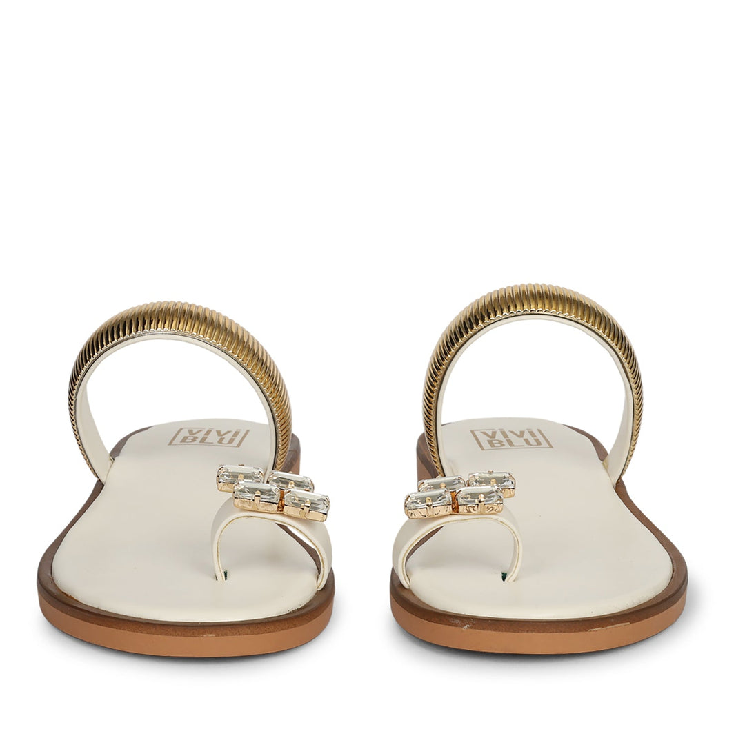 Stevie Off White Leather Flat Sandals