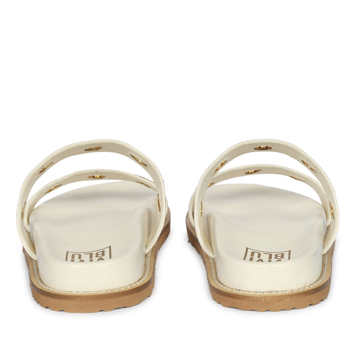 Davina Off White Leather Footbed Sandals