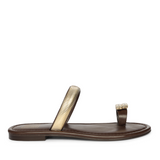 Stevie Brown Leather Flat Sandals