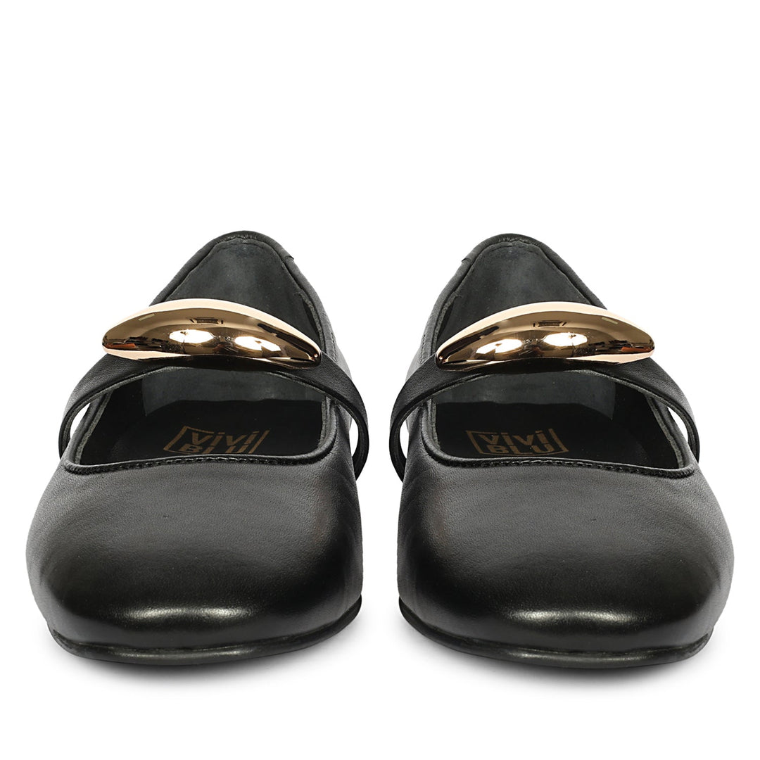 Marie Black Leather Ballerina