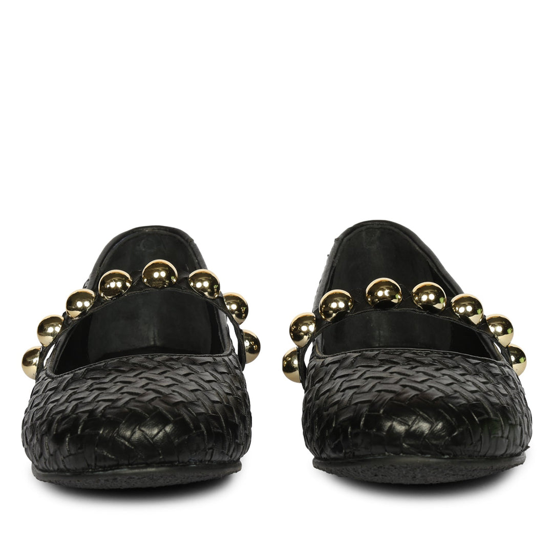 Emelia Black Leather Ballerina