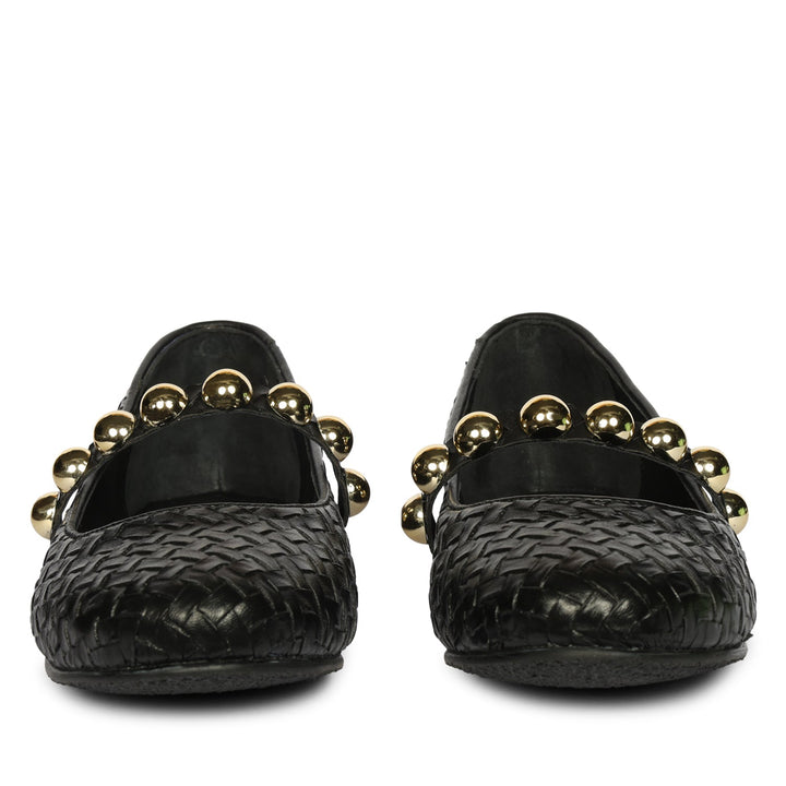 Emelia Black Leather Ballerina