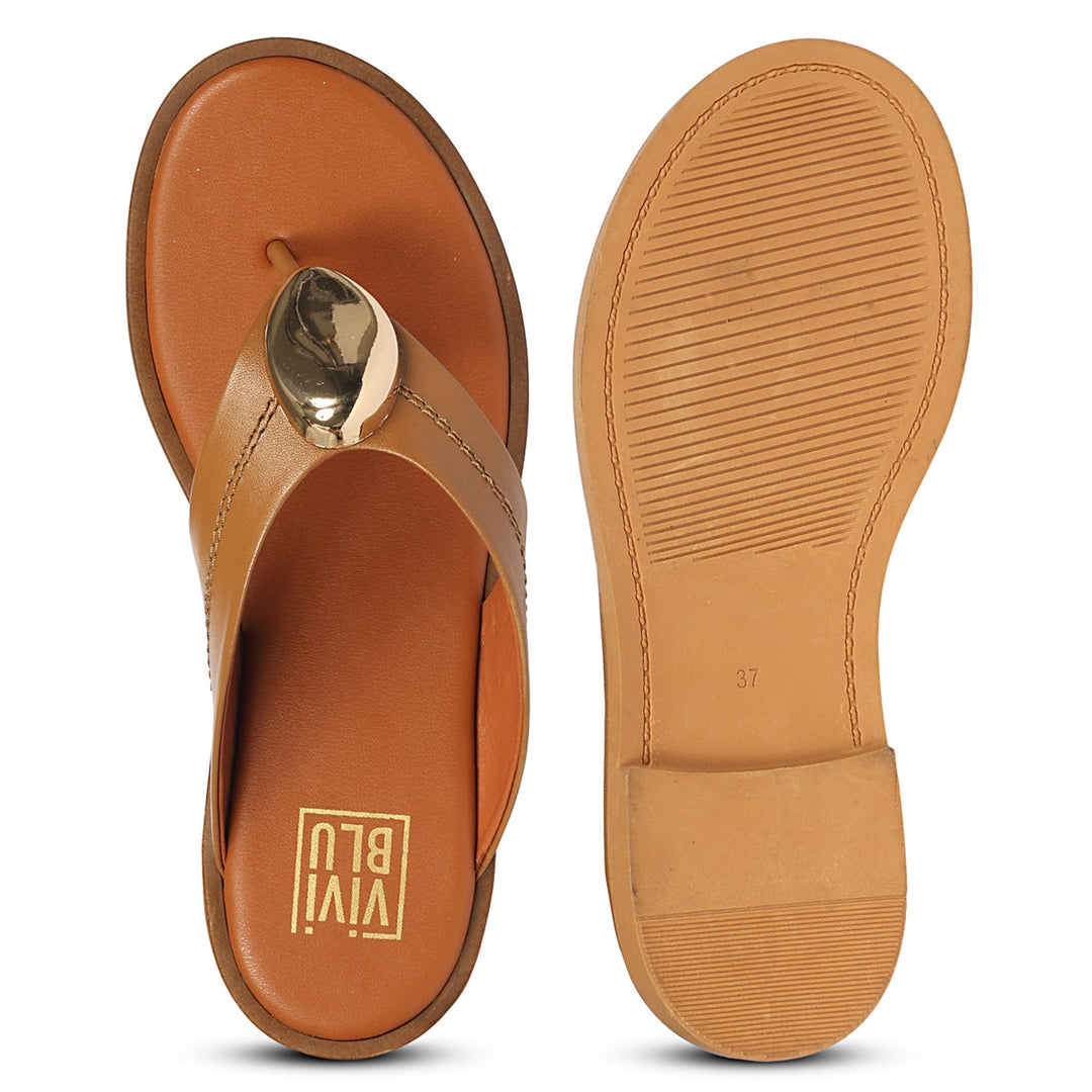 Leyla Tan Leather Flat Sandals