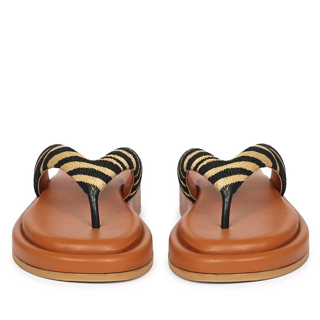 Jolene Beige Leather Flat Sandals