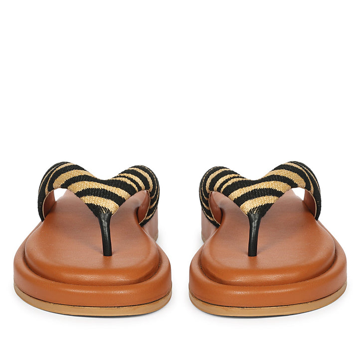 Jolene Beige Leather Flat Sandals