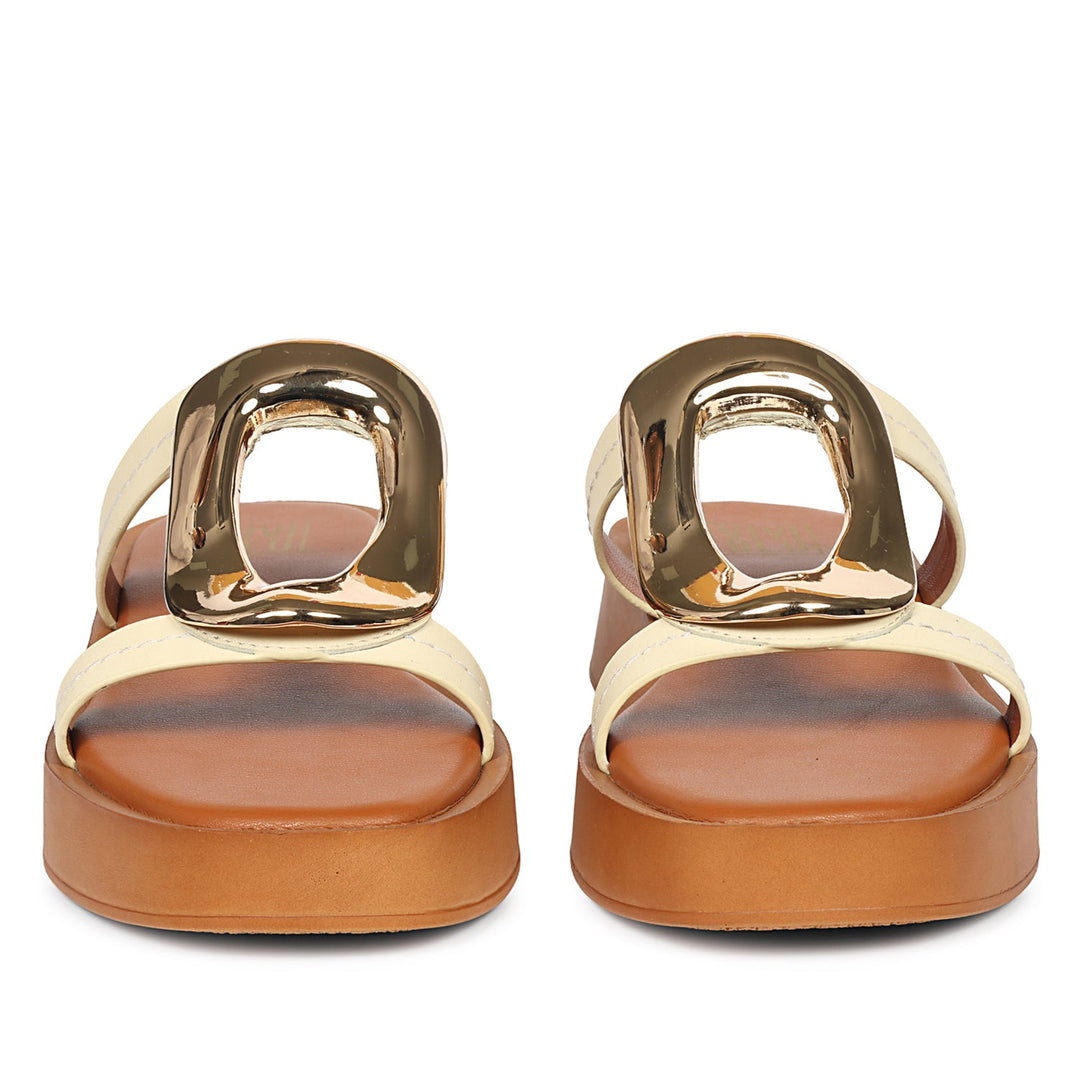 Avianna Off White Leather Platform Sandals