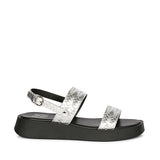 Genisa Silver Leather Flat Sandals