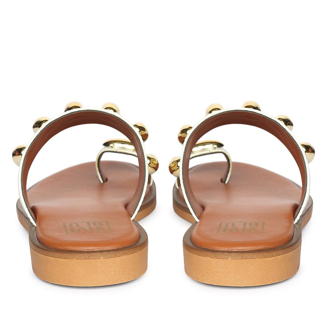 Maren White Leather Flat Sandals