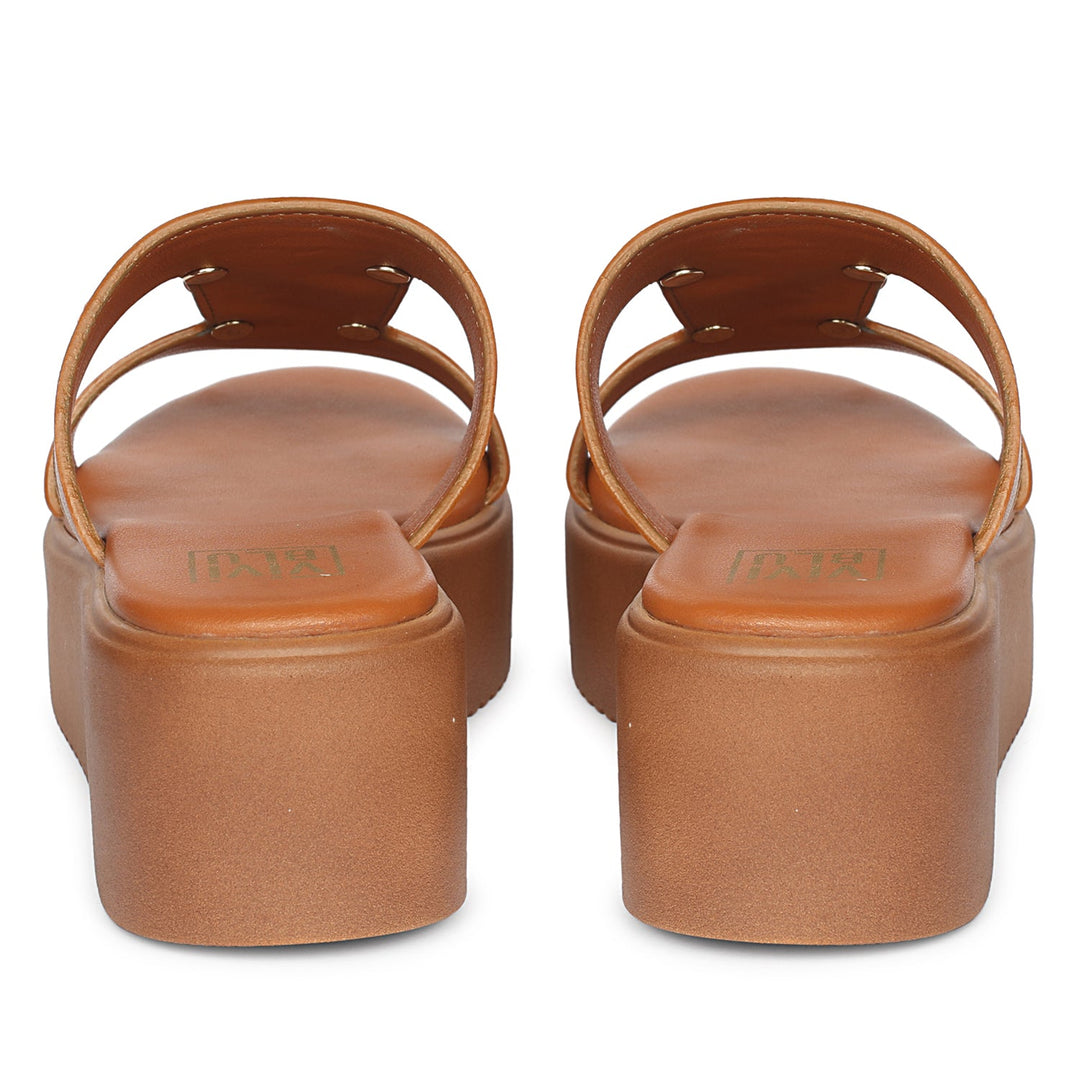 Freja Tan Leather Platform Sandals