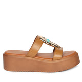 Freja Tan Leather Platform Sandals
