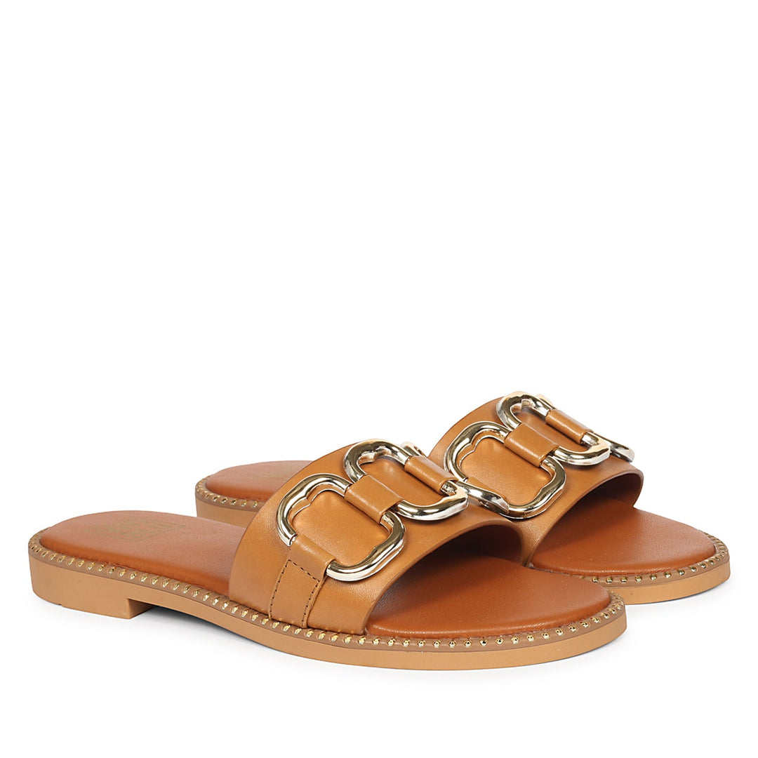 Eileen Tan Leather Flat Sandals