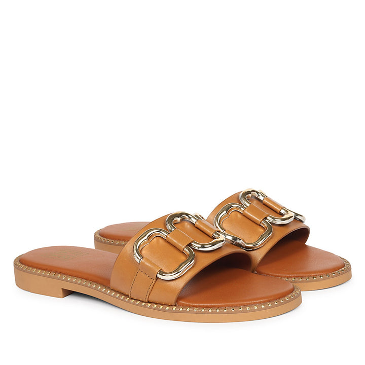 Eileen Tan Leather Flat Sandals