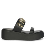 Elowen Black Leather Paltform Sandals