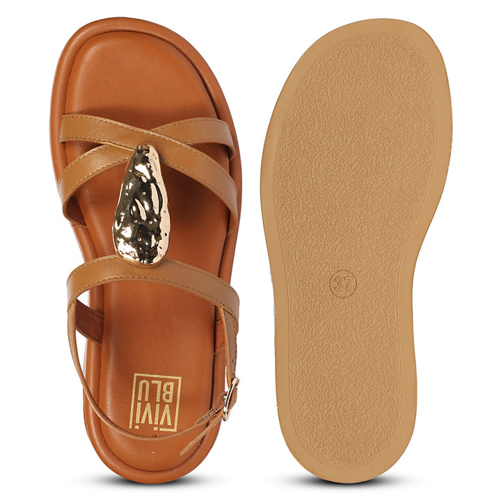 Melany Tan Leather Platform Sandals