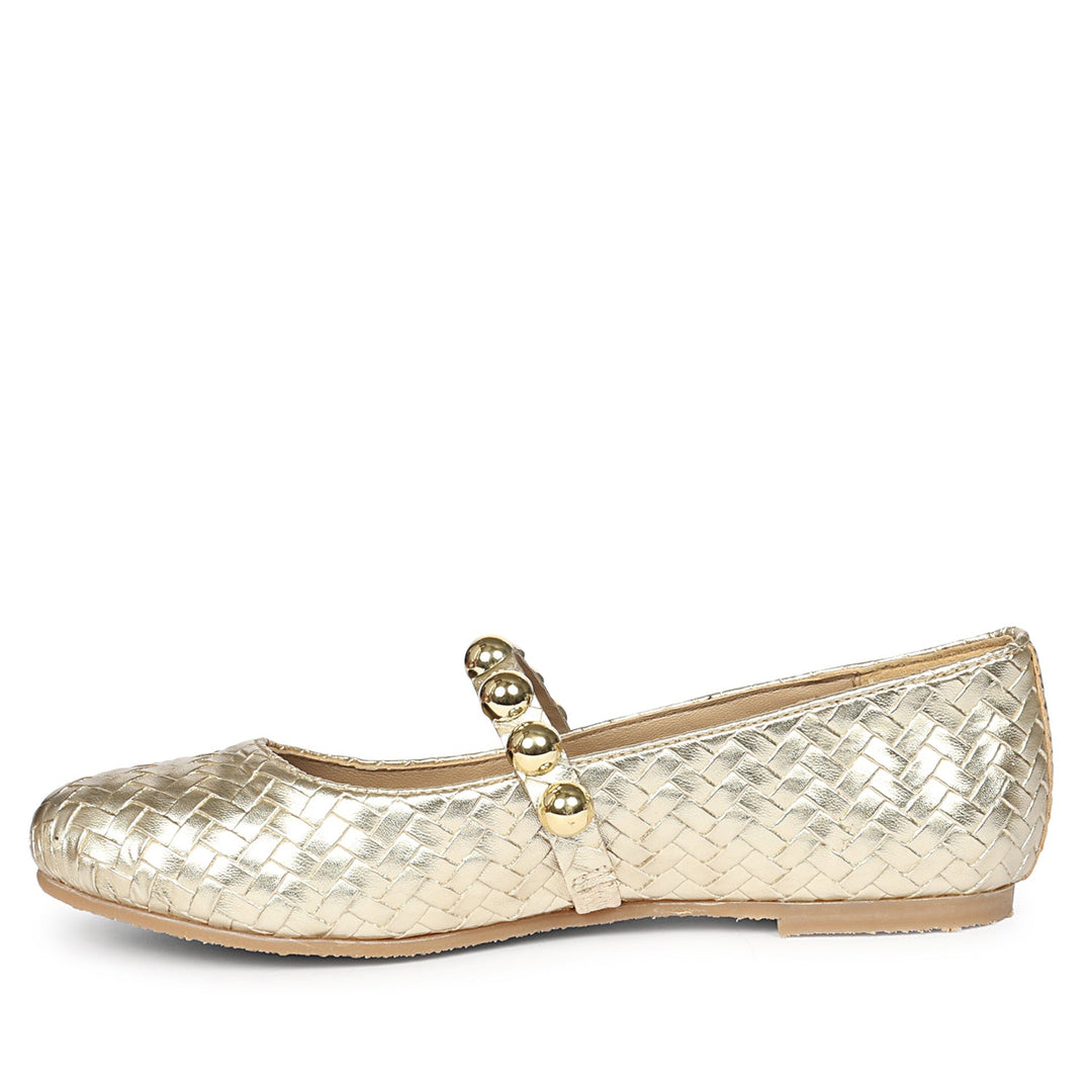 Emelia Gold Leather Ballerina