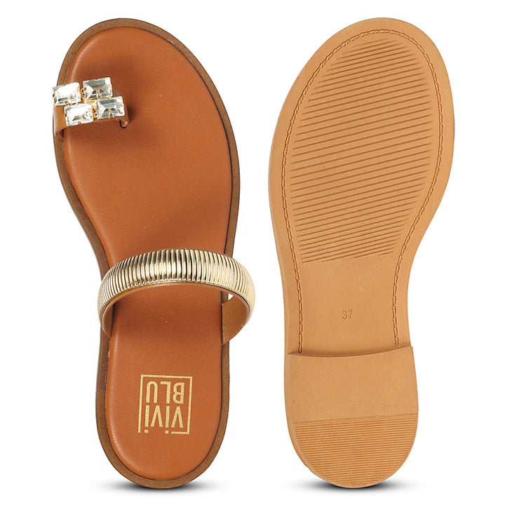 Stevie Tan Leather Flat Sandals