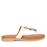 Solana Off White Leather Flat Sandals