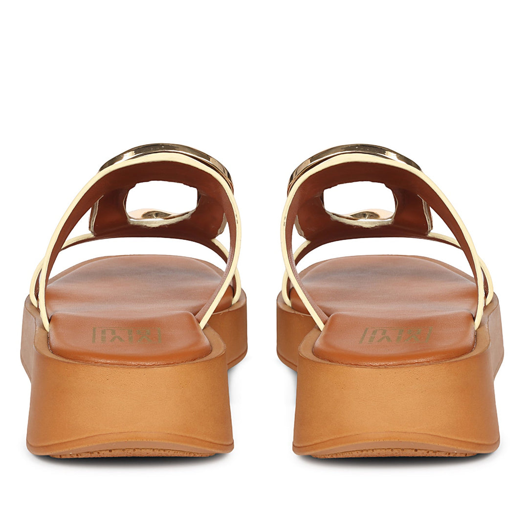 Avianna Off White Leather Platform Sandals