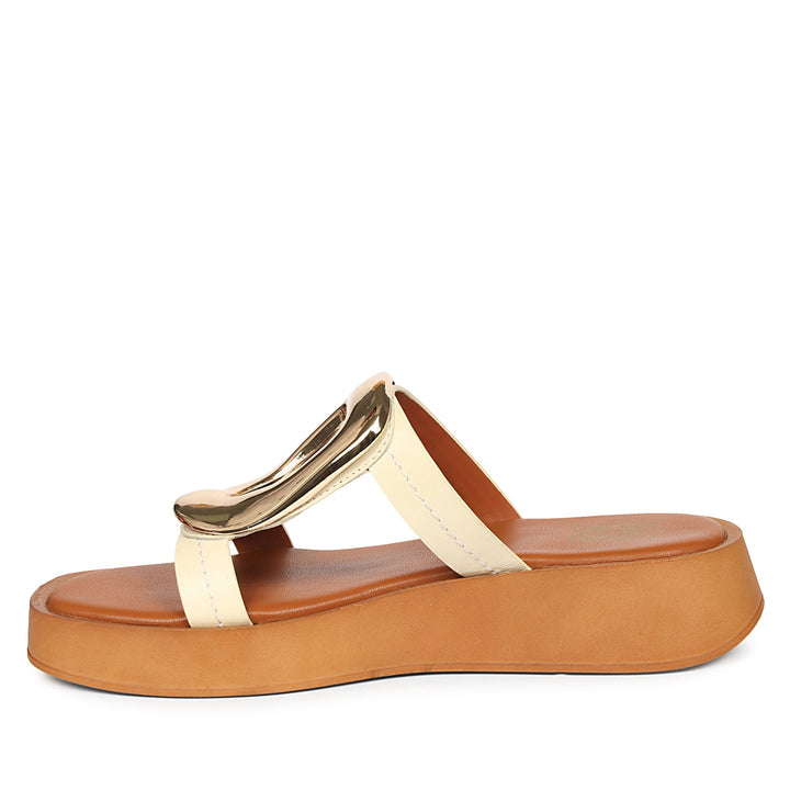 Avianna Off White Leather Platform Sandals